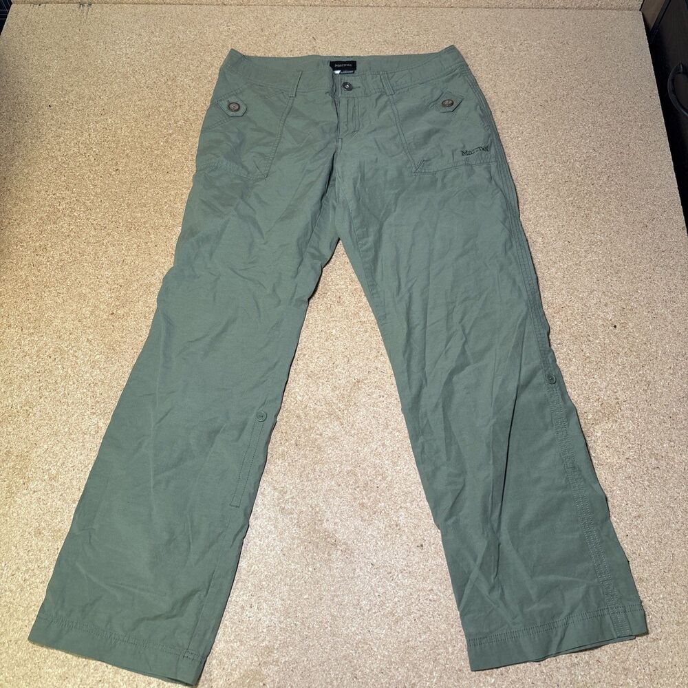 Marmot Pants Women 12 Hiking Outdoor Cargo Roll Up Snap Athletic Green F2